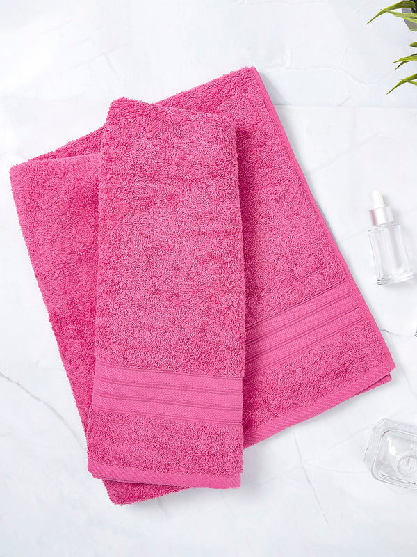 Home Easy 450 GSM 100% Cotton Pink Large Towel - Pack of 1 (150 L cm x 75 W cm)