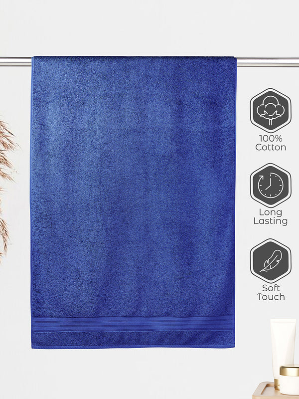 Home Easy 450 GSM 100% Cotton Blue Large Towel - Pack of 1 (150 L cm x 75 W cm)