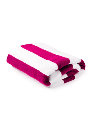 Miami (Cabana Stripe) 550 GSM 100% Cotton Pink White Extra Large Towel - Pack of 1 (180 L cm x 90 W cm)