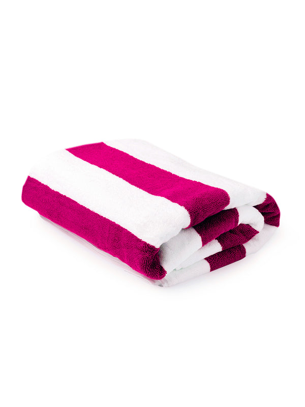 Miami (Cabana Stripe) 550 GSM 100% Cotton Pink White Extra Large Towel - Pack of 1 (180 L cm x 90 W cm)