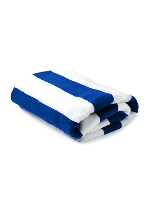 Miami (Cabana Stripe) 550 GSM 100% Cotton Blue White Extra Large Towel - Pack of 1 (180 L cm x 90 W cm)