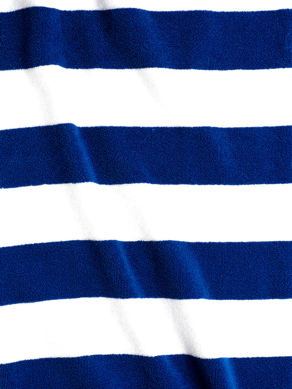 Miami (Cabana Stripe) 550 GSM 100% Cotton Blue White Extra Large Towel - Pack of 1 (180 L cm x 90 W cm)