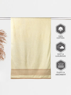 BasicX 380 GSM 100% Cotton Light Yellow Large Towel - Pack of 1 (150 L cm x 75 W cm)
