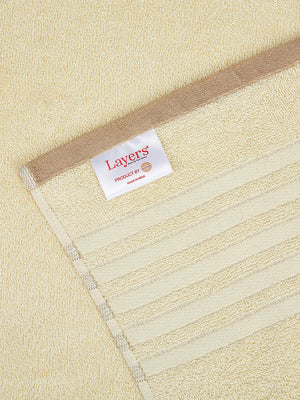 BasicX 380 GSM 100% Cotton Light Yellow Large Towel - Pack of 1 (150 L cm x 75 W cm)
