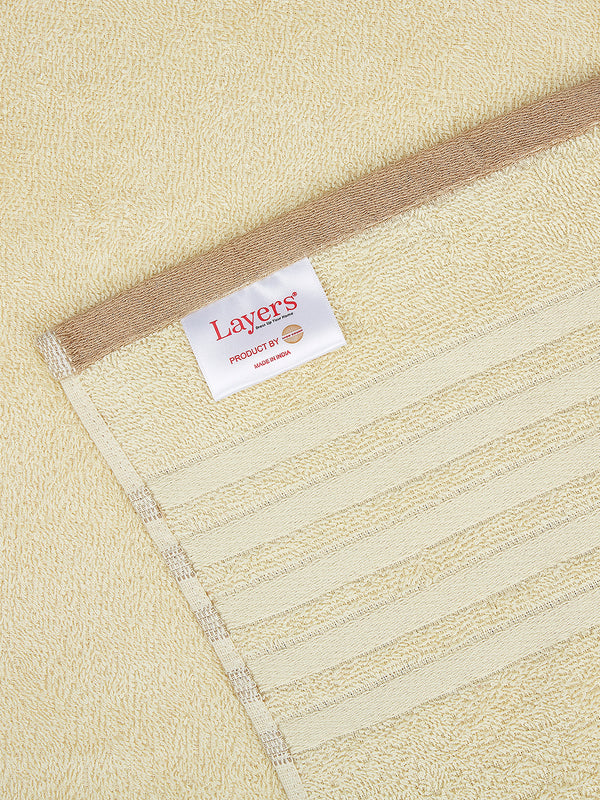BasicX 380 GSM 100% Cotton Light Yellow Large Towel - Pack of 1 (150 L cm x 75 W cm)