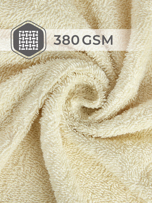 BasicX 380 GSM 100% Cotton Light Yellow Large Towel - Pack of 1 (150 L cm x 75 W cm)