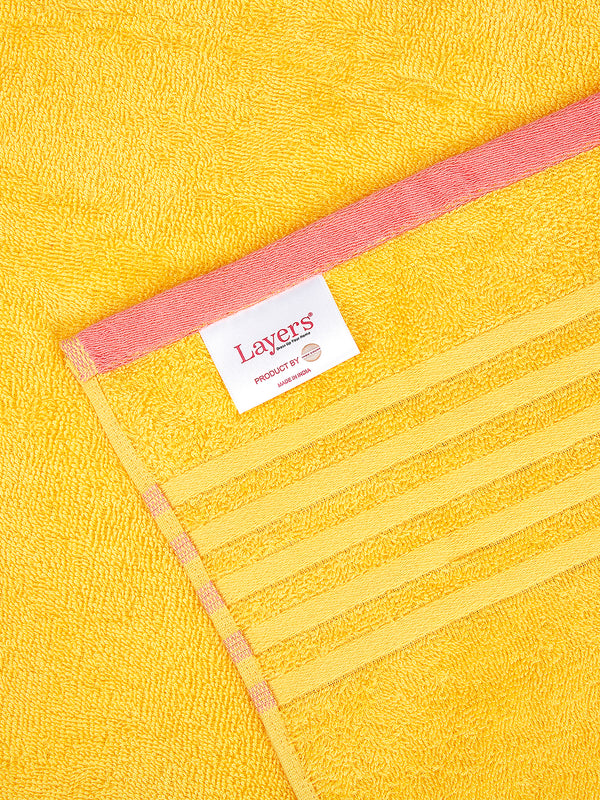 BasicX 380 GSM 100% Cotton Yellow Large Towel - Pack of 1 (150 L cm x 75 W cm)