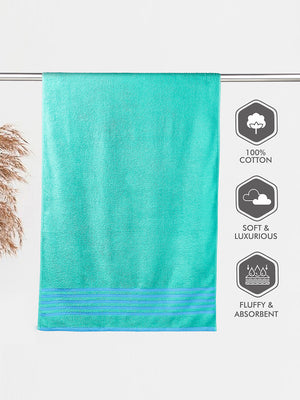 BasicX 380 GSM 100% Cotton Turquoise Large Towel - Pack of 1 (150 L cm x 75 W cm)