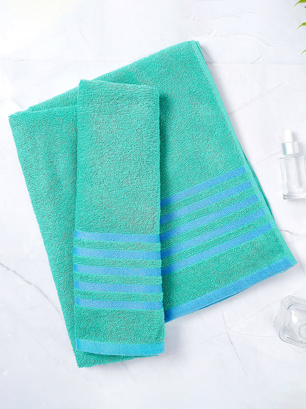 BasicX 380 GSM 100% Cotton Turquoise Large Towel - Pack of 1 (150 L cm x 75 W cm)