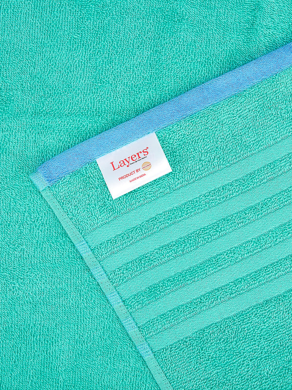 BasicX 380 GSM 100% Cotton Turquoise Large Towel - Pack of 1 (150 L cm x 75 W cm)