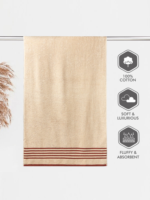 BasicX 380 GSM 100% Cotton Beige Large Towel - Pack of 1 (150 L cm x 75 W cm)