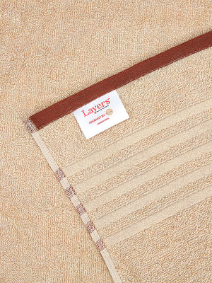 BasicX 380 GSM 100% Cotton Beige Large Towel - Pack of 1 (150 L cm x 75 W cm)