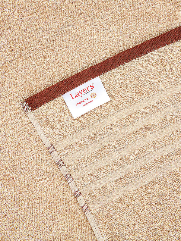 BasicX 380 GSM 100% Cotton Beige Large Towel - Pack of 1 (150 L cm x 75 W cm)