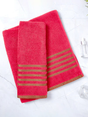 BasicX 380 GSM 100% Cotton Red Large Towel - Pack of 1 (150 L cm x 75 W cm)