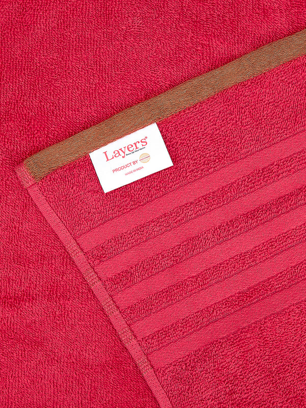 BasicX 380 GSM 100% Cotton Red Large Towel - Pack of 1 (150 L cm x 75 W cm)