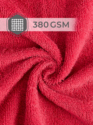 BasicX 380 GSM 100% Cotton Red Large Towel - Pack of 1 (150 L cm x 75 W cm)