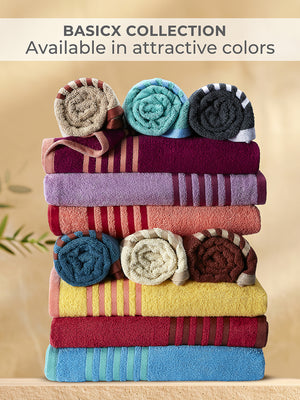 BasicX 380 GSM 100% Cotton Red Large Towel - Pack of 1 (150 L cm x 75 W cm)