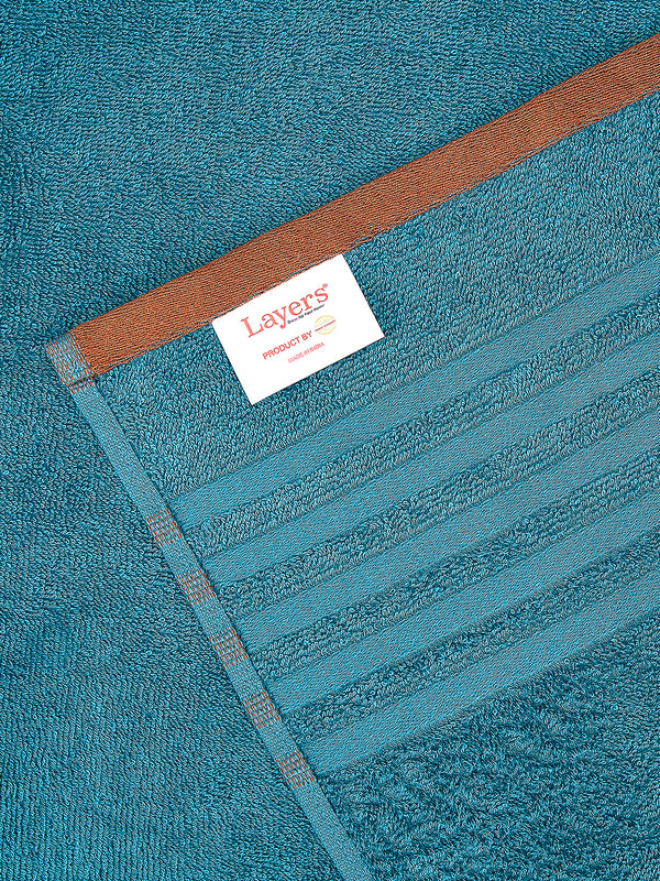 BasicX 380 GSM 100% Cotton Blue Large Towel - Pack of 1 (150 L cm x 75 W cm)
