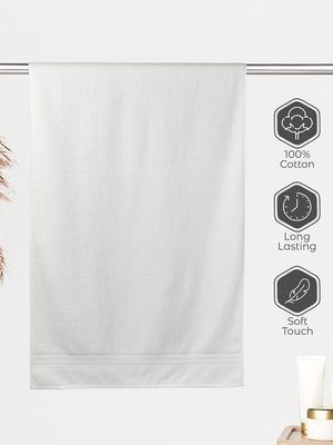 Be Bold 450 GSM 100% Cotton White Large Towel - Pack of 1 (150 L cm x 75 W cm)