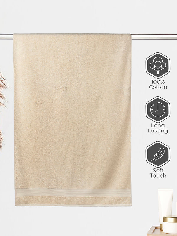 Be Bold 450 GSM 100% Cotton Cream Large Towel - Pack of 1 (150 L cm x 75 W cm)