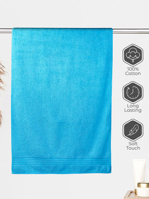 Be Bold 450 GSM 100% Cotton Blue Large Towel - Pack of 1 (150 L cm x 75 W cm)