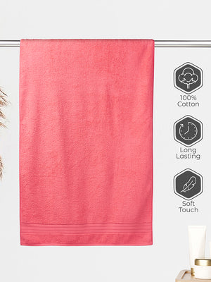 Be Bold 450 GSM 100% Cotton Light Red Large Towel - Pack of 1 (150 L cm x 75 W cm)