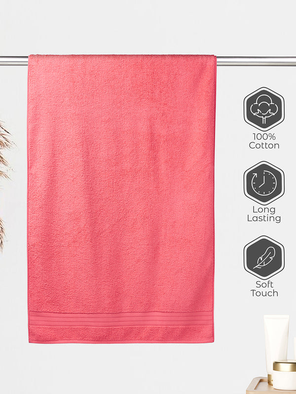 Be Bold 450 GSM 100% Cotton Light Red Large Towel - Pack of 1 (150 L cm x 75 W cm)