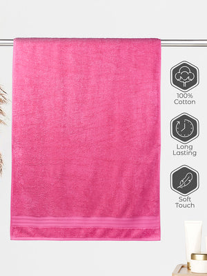 Be Bold 450 GSM 100% Cotton Pink Large Towel - Pack of 1 (150 L cm x 75 W cm)