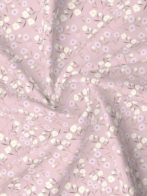 Lumina Floret 100% Cotton 144 TC Light Pink Floral King Bedsheet with 2 Pillow Covers