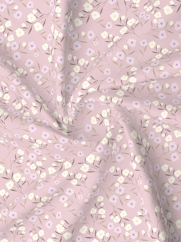Lumina Floret 100% Cotton 144 TC Light Pink Floral King Bedsheet with 2 Pillow Covers