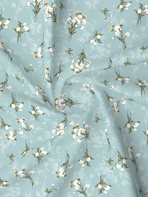 Lumina Floret 100% Cotton 144 TC Blue Floral King Bedsheet with 2 Pillow Covers