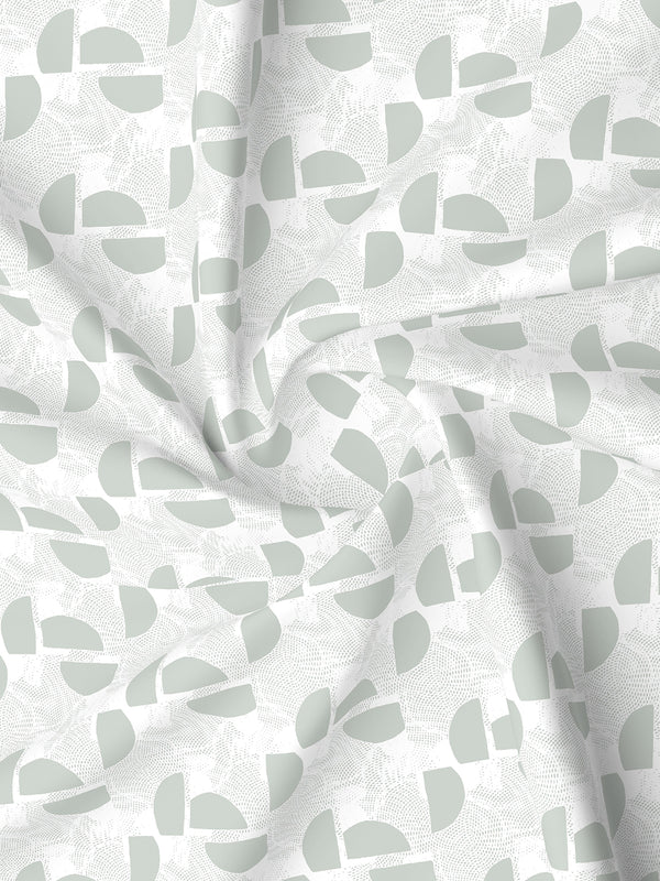 Lumina Floret 100% Cotton 144 TC Grey & White Geometrical Print King Bedsheet with 2 Pillow Covers