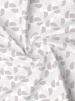 Lumina Floret 100% Cotton 144 TC Grey & White Geometrical Print King Bedsheet with 2 Pillow Covers