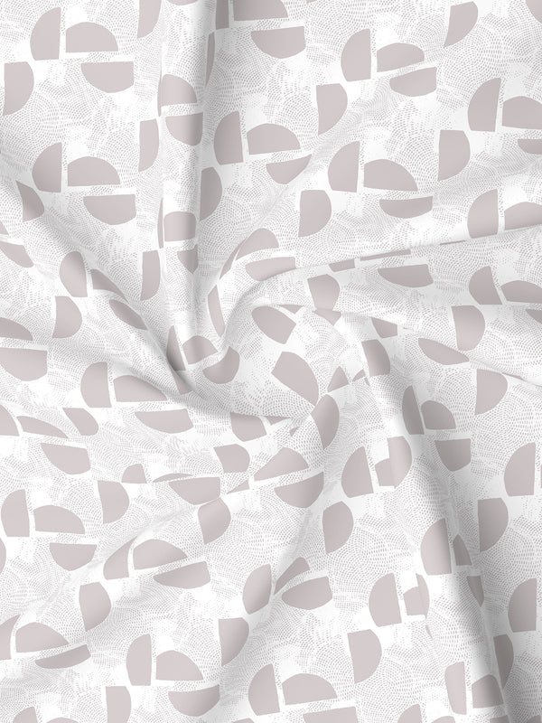 Lumina Floret 100% Cotton 144 TC Grey & White Geometrical Print King Bedsheet with 2 Pillow Covers