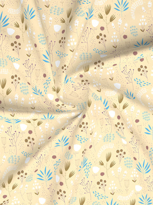 100% Cotton 120 TC, King Yellow & Brown Bedsheet with 2 Pillow Covers, Forever Collection (Floral Print)