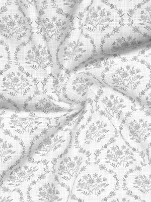 100% Cotton 120 TC, King Size Grey Bedsheet with 2 Pillow Covers, Forever Collection (Floral Print)