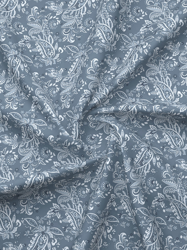 100% Cotton 120 TC, Double Size Grey Bedsheet with 2 Pillow Covers (Ethnic Print)