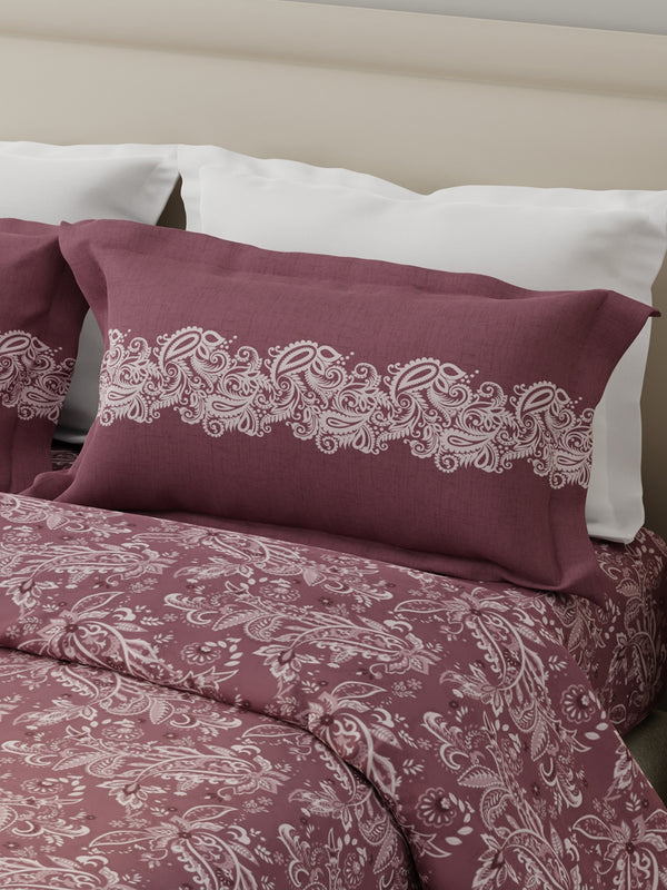 100% Cotton 120 TC, Double Size Brown Bedsheet with 2 Pillow Covers (Ethnic Print)