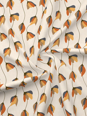 100% Cotton 120 TC, Double Size Grey & Cream Bedsheet with 2 Pillow Covers (Floral Print)