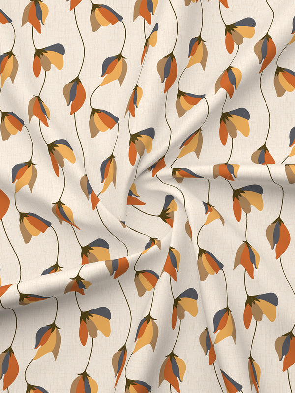 100% Cotton 120 TC, Double Size Grey & Cream Bedsheet with 2 Pillow Covers (Floral Print)