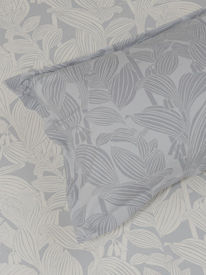 100% Cotton 180 TC, King Size Grey & White Bedsheet with 2 Pillow Covers, Pure Nest Collection (Floral Print)