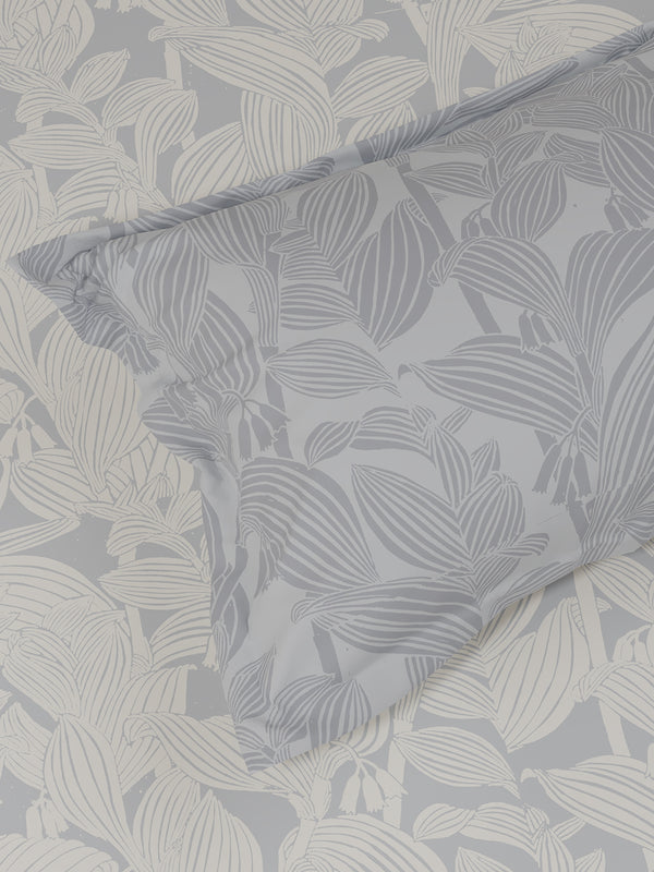 100% Cotton 180 TC, King Size Grey & White Bedsheet with 2 Pillow Covers, Pure Nest Collection (Floral Print)