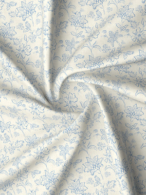 100% Cotton 180 TC, King Size Blue Bedsheet with 2 Pillow Covers, Pure Nest Collection (Floral Print)