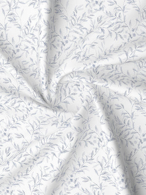 Lumina Floret 100% Cotton 144 TC White & Blue Floral Double Bedsheet with 2 Pillow Covers