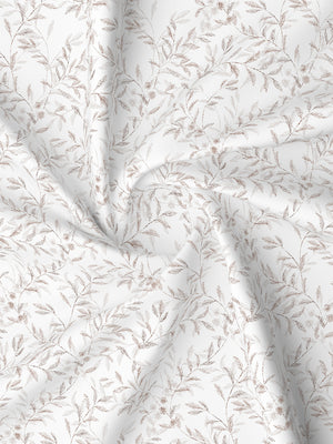 Lumina Floret 100% Cotton 144 TC White & Brown Floral Double Bedsheet with 2 Pillow Covers