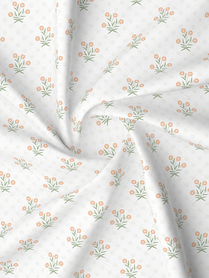 Lumina Floret 100% Cotton 144 TC White & Red Floral Double Bedsheet with 2 Pillow Covers