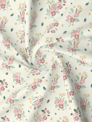 Lumina Floret 100% Cotton 144 TC Pink & White Floral Double Bedsheet with 2 Pillow Covers