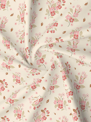 Lumina Floret 100% Cotton 144 TC Pink Floral Double Bedsheet with 2 Pillow Covers