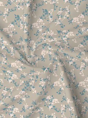 Lumina Floret 100% Cotton 144 TC Grey Floral Double Bedsheet with 2 Pillow Covers