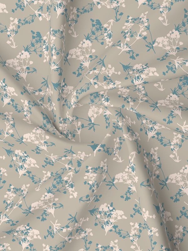 Lumina Floret 100% Cotton 144 TC Grey Floral Double Bedsheet with 2 Pillow Covers